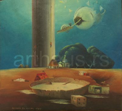 Milić od Mačve, Poslednja igra, 1964, ulje na platnu, 20x22cm